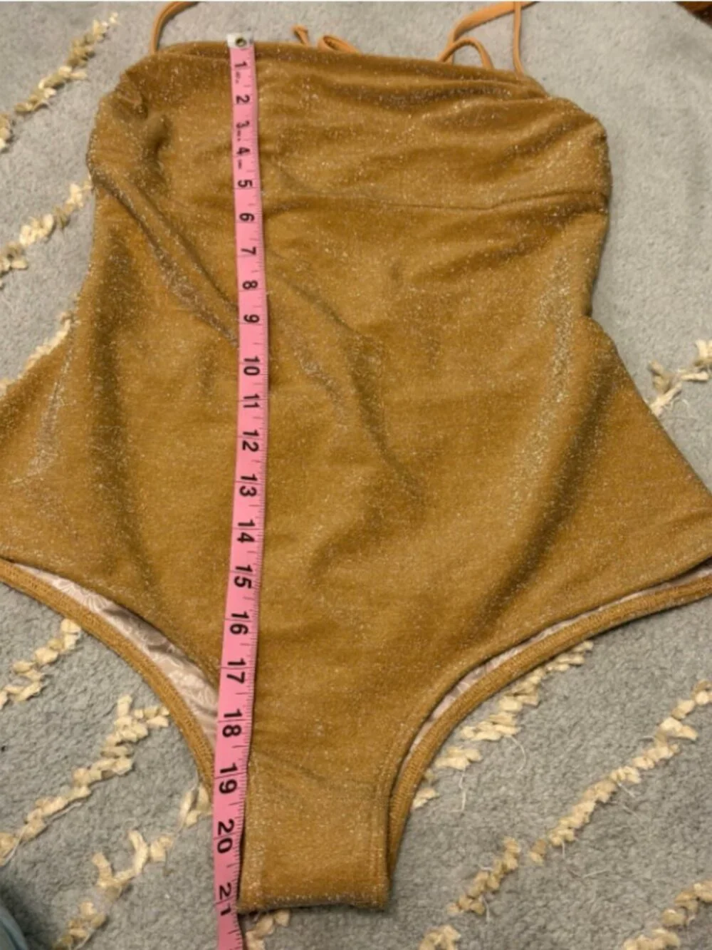 Free People Kerry Lurex One-Piece Swimsuit | Gold Shimmer | Size Large